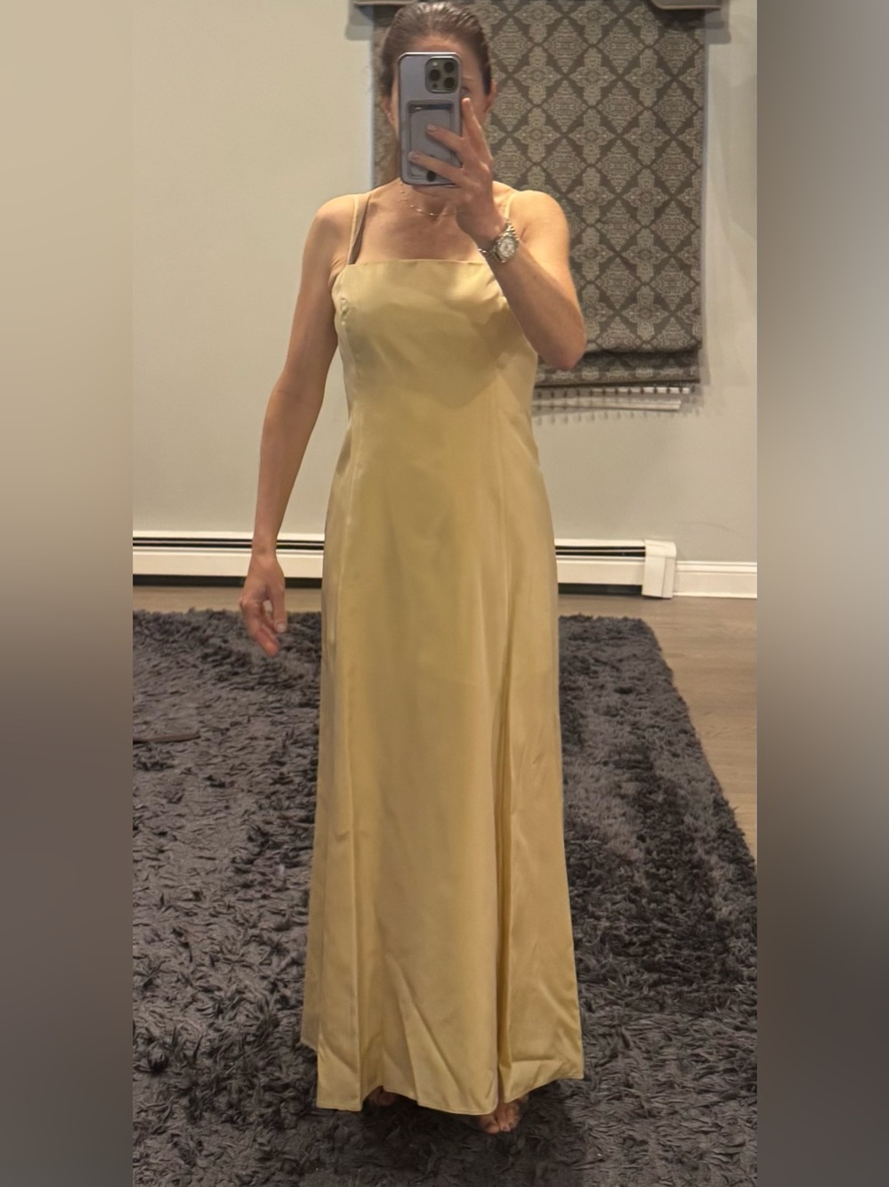 Gold Satin Evening Dress Minimal Slip Dress Laundry Size 10